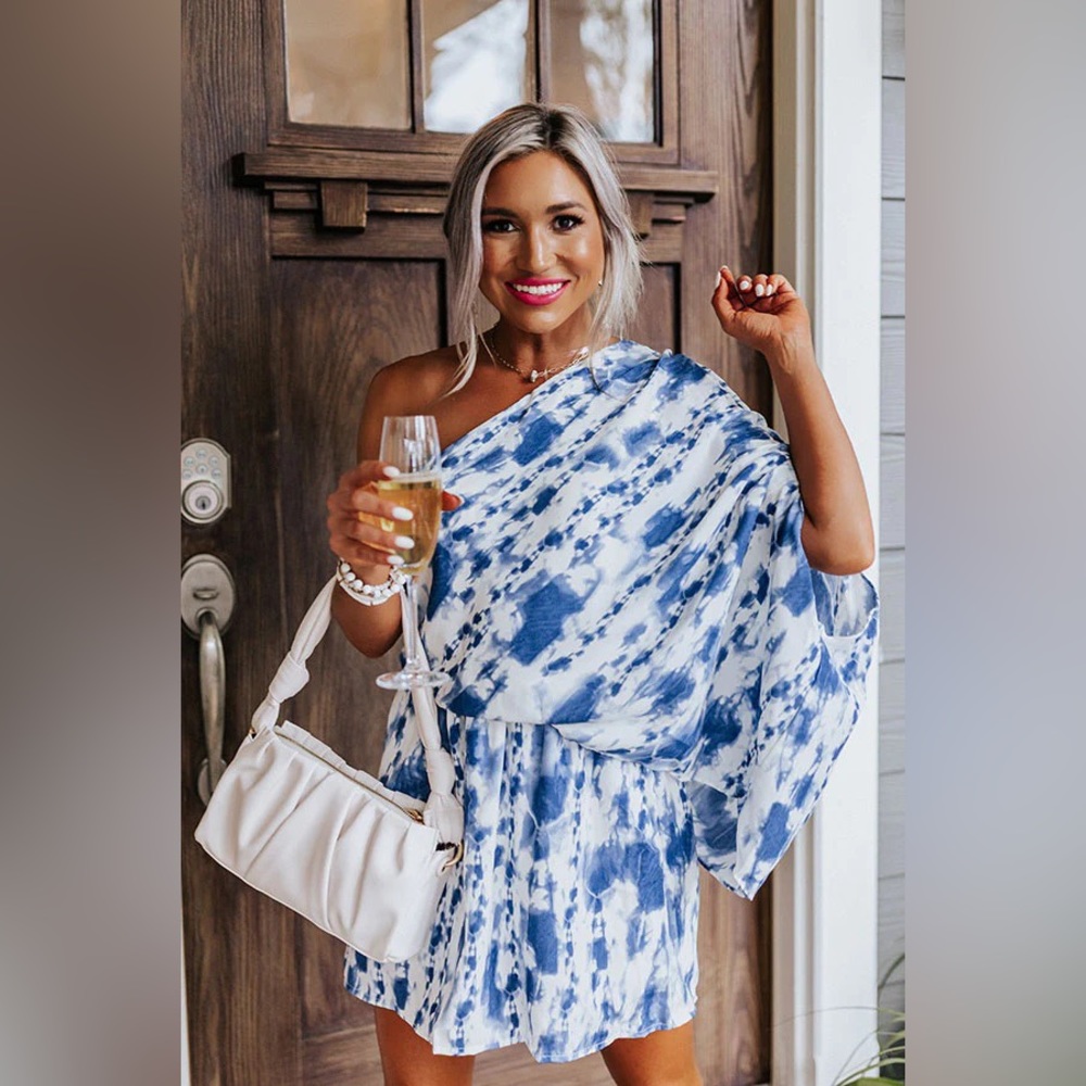 Impressions Boutique Beach Dip Tie Dye Dress in Navy Sz Small